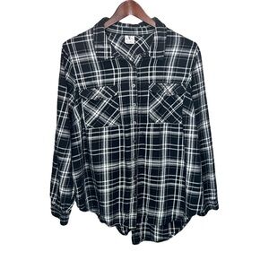 Pennington's DC Jeans Black & White Plaid Button Down Shirt 100% Cotton Size 1x